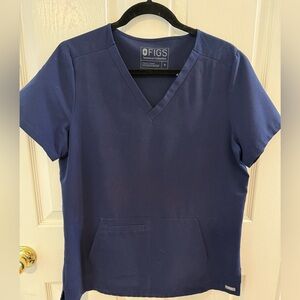 Figs women navy Blue V-Neck Scrub Top M